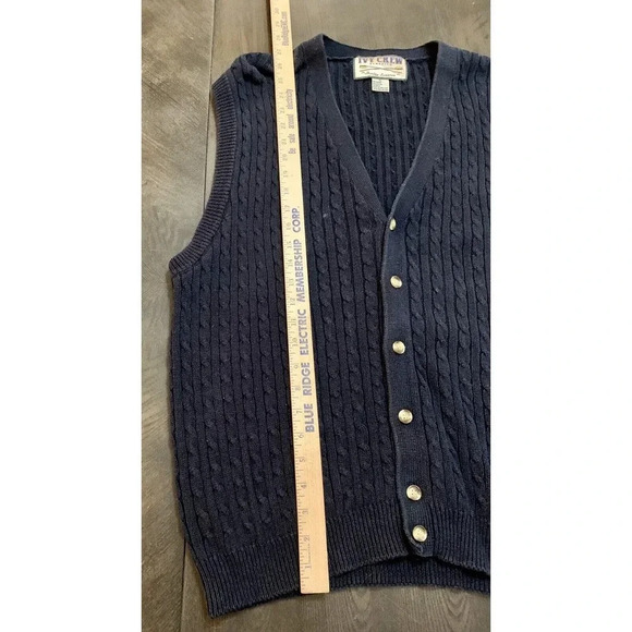 Vintage Ivy Crew Classics Cotton Grandpa Cardigan Sweater Vest XL Blue Dad - Picture 6 of 9